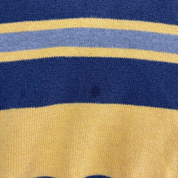 TOMMY HILFIGER Mens Patterned Jumper Yellow Striped 1/4 Zip Tight Knit M. Read - Picture 7 of 12